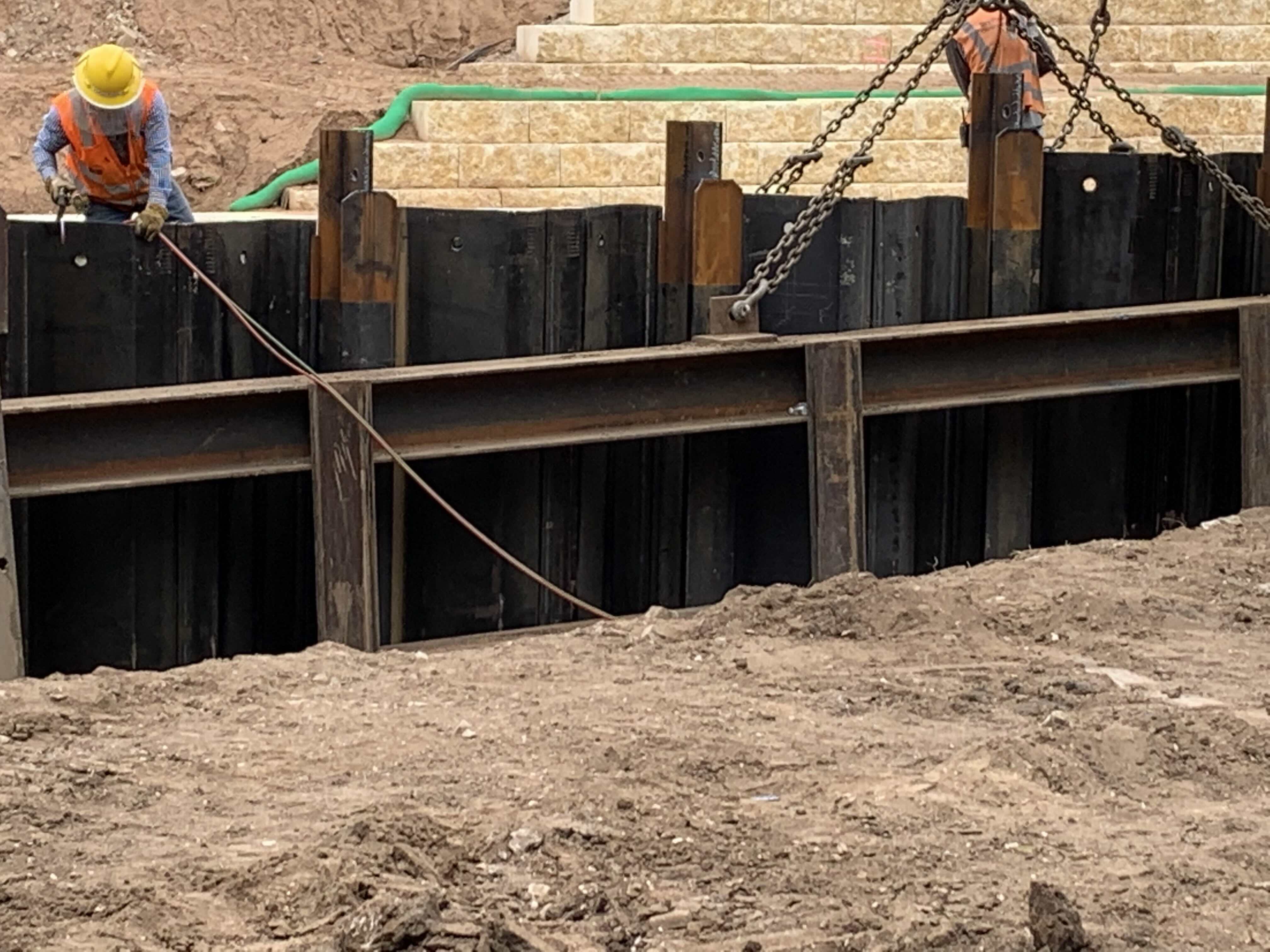 Hot rolled steel sheet pile installation